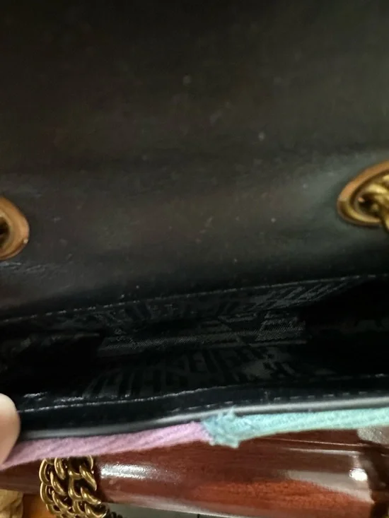 Kurt Geiger Micro Kensington Rainbow Denim Patchwork Mini Bag Eagle Head - Picture 14 of 14